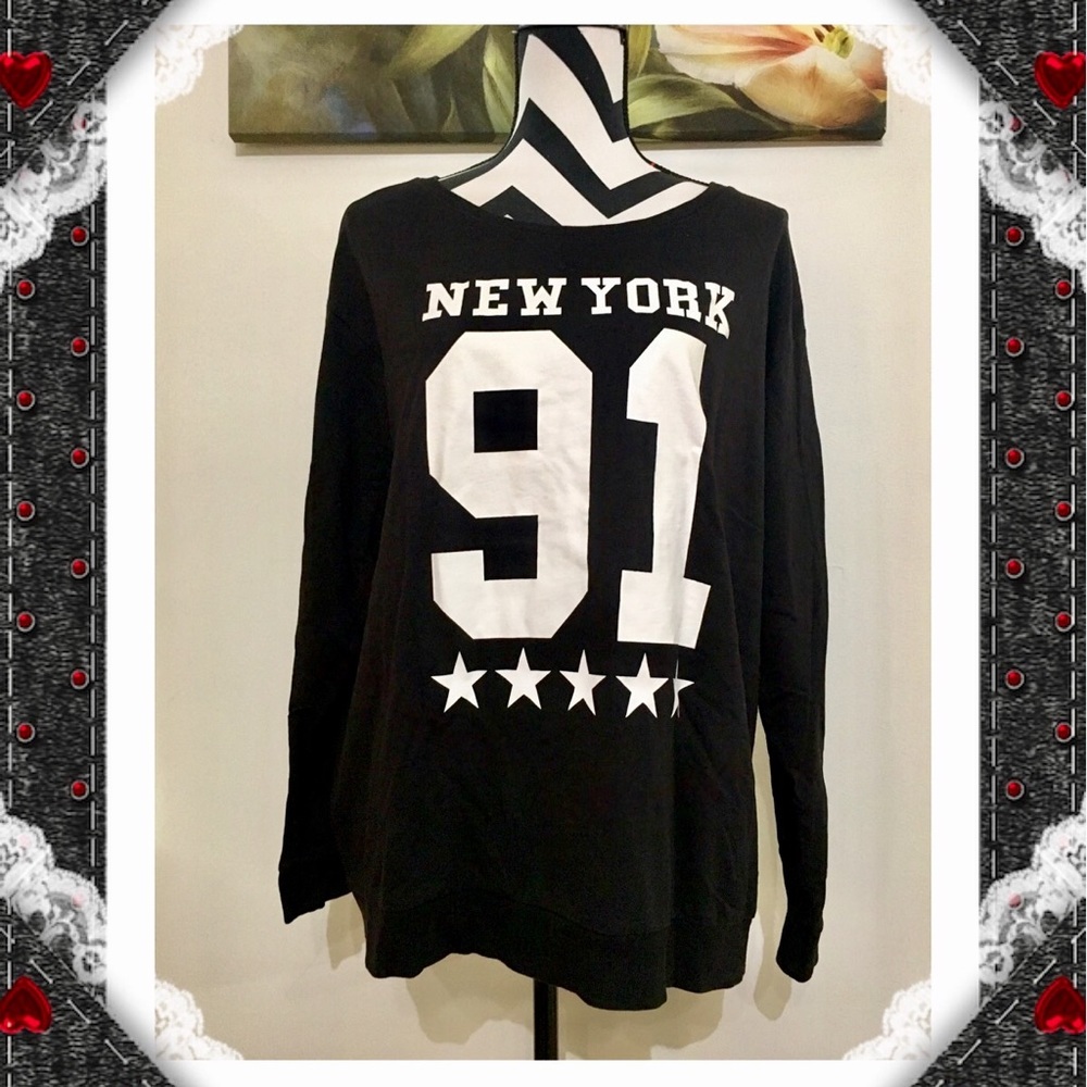 H&M "New York 91" Print Black Sweatshirt
